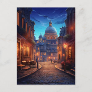 Twilight Charm of Lisbon's Alfama District, Portug Holiday Postcard