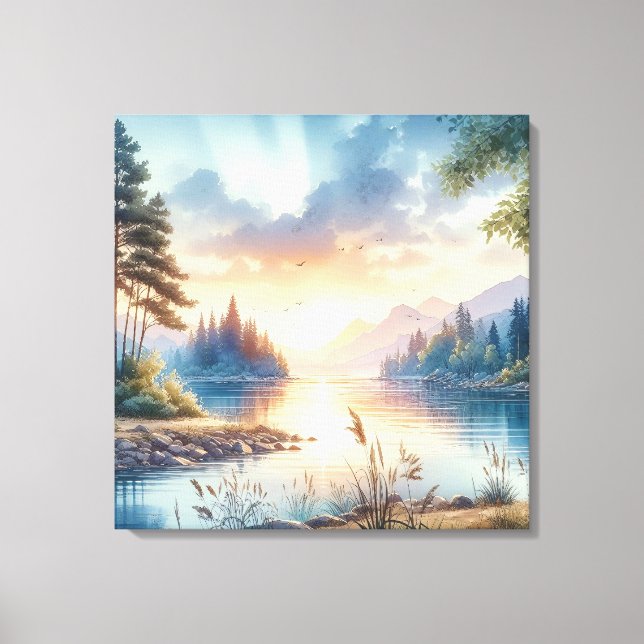 Twilight Colours Reflect on Still Water Canvas Print (Front)
