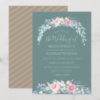 TWILIGHT colours Spring Wedding floral invitation