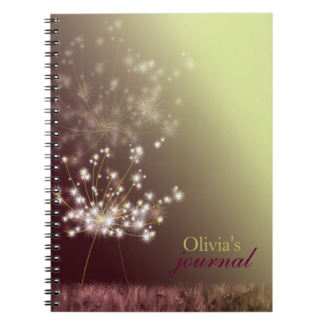 Twilight Dandelion Personalised Journal Note Books (Front)