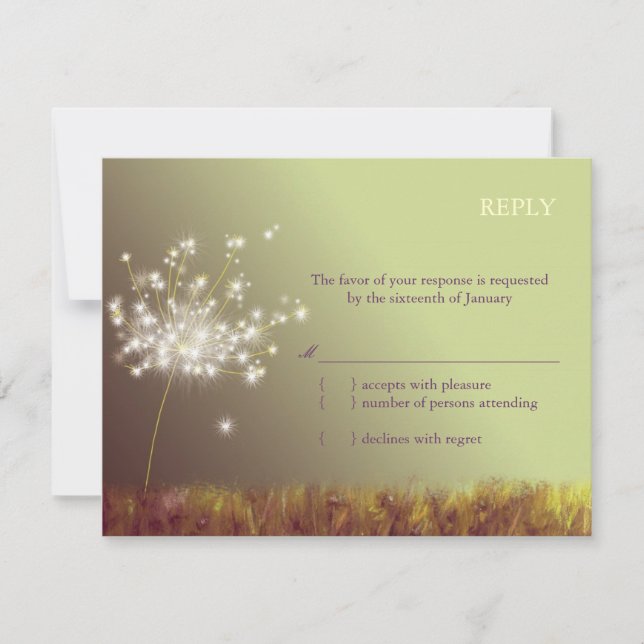 Twilight Dandelion Wedding RSVP Card (Front)