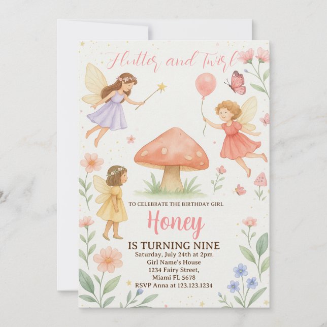 Twilight Fairy Birthday Invitation (Front)