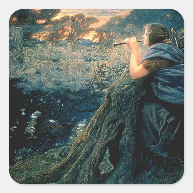 “Twilight Fantasy” by Edward Robert Hughes Square Sticker (Front)