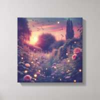 Twilight Firefly Garden with Wildflowers and Vines