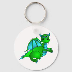 Twilight Flight - Cute Green & Blue Dragon Key Ring
