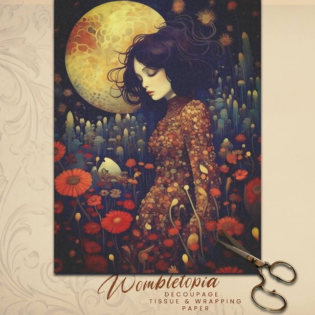 Twilight Floral Fantasy Art Nouveau Portrait  Tissue Paper (Creator Uploaded)