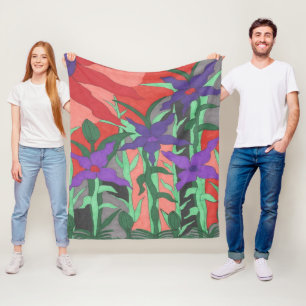 Twilight Floral Garden Fleece Blanket