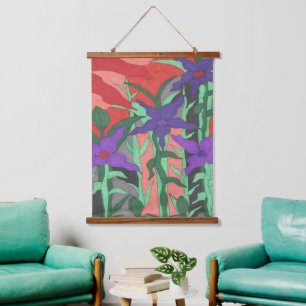Twilight Floral Garden  Hanging Tapestry