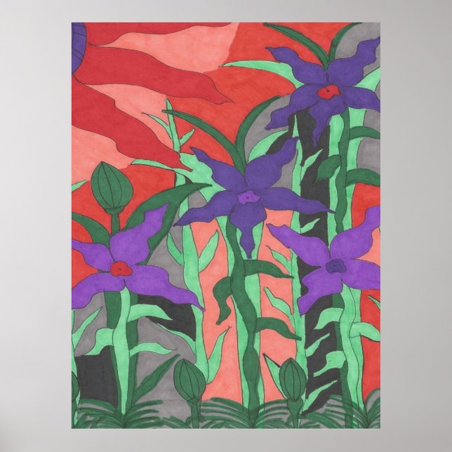 Twilight Floral Garden  Poster (Front)