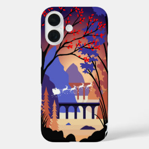 Twilight Forest Christmas Santa Sleigh iPhone 16 Case