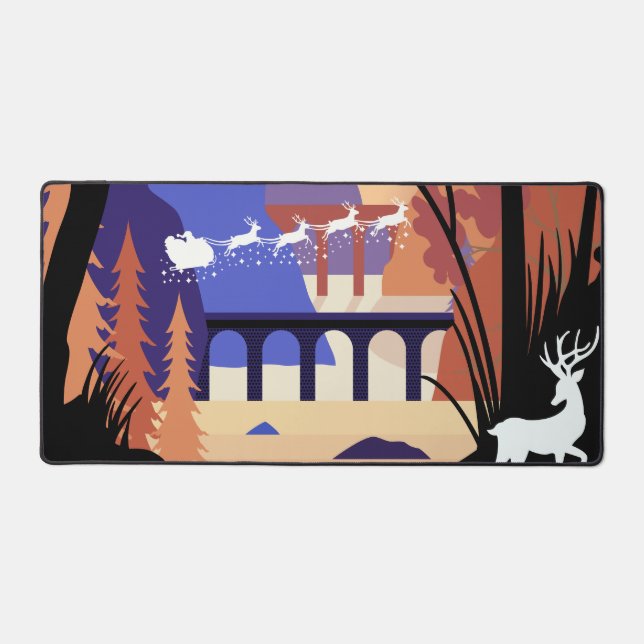 Twilight Forest Christmas Santa Sleigh Desk Mat (Front)