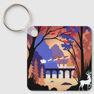 Twilight Forest Christmas Santa Sleigh Key Ring