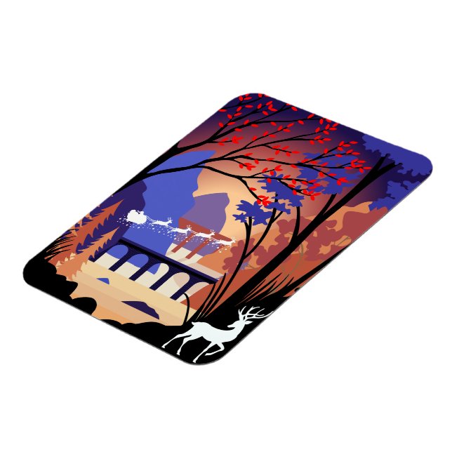 Twilight Forest Christmas Santa Sleigh Magnet (Left Side)
