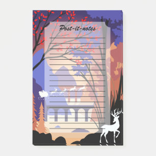 Twilight Forest Christmas Santa Sleigh Post-it Notes