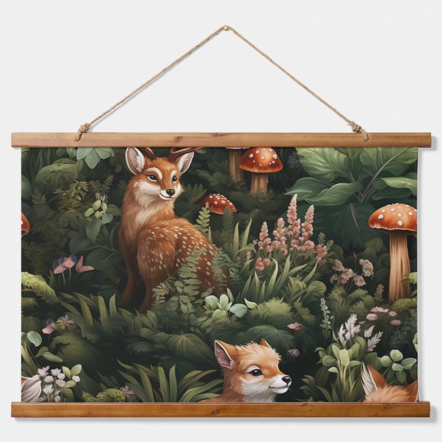 Twilight Forest Friends Botanical Hanging Tapestry (Front)