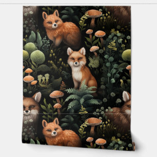 Twilight Forest Friends Botanical Wallpaper