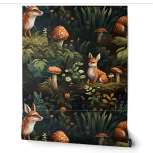 Twilight Forest Friends Botanical Wallpaper