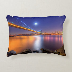 Twilight, George Washington BridgePalisades, NJ. Decorative Cushion