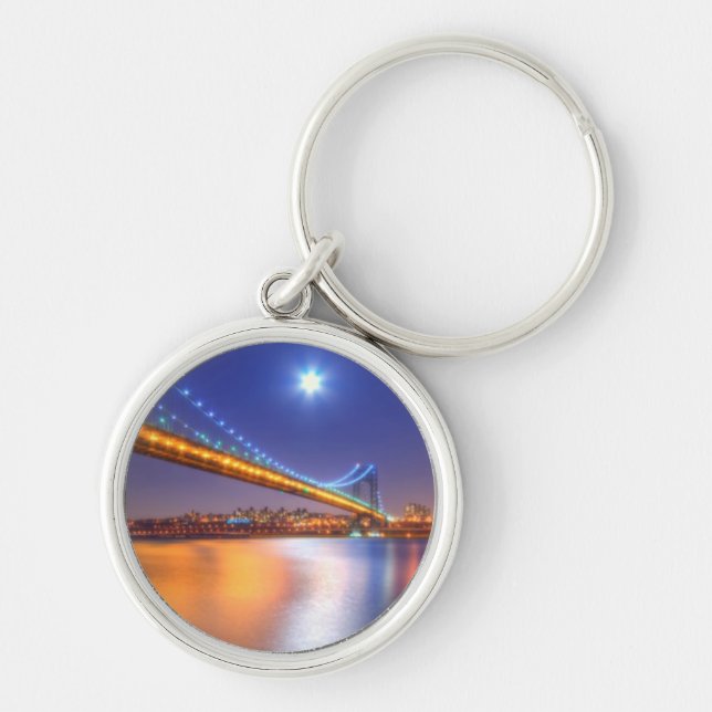 Twilight, George Washington BridgePalisades, NJ. Key Ring (Front)