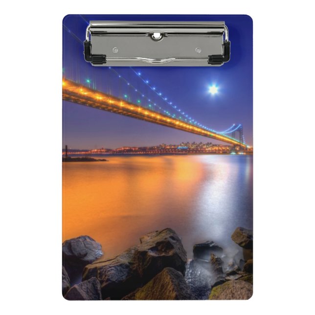 Twilight, George Washington BridgePalisades, NJ. Mini Clipboard (Front)