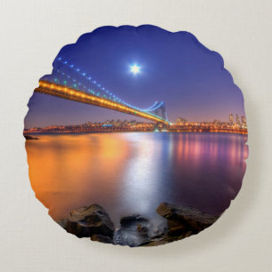 Twilight, George Washington BridgePalisades, NJ. Round Cushion