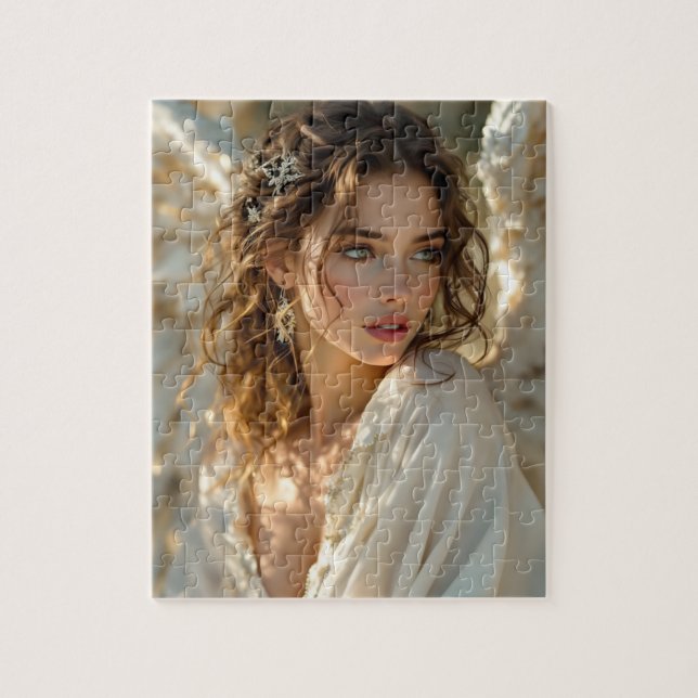 Twilight Guardian – Angel of Gilded Wings Jigsaw Puzzle (Vertical)