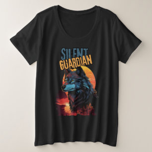 Twilight Guardian: Blue Wolf at Dusk Plus Size T-Shirt