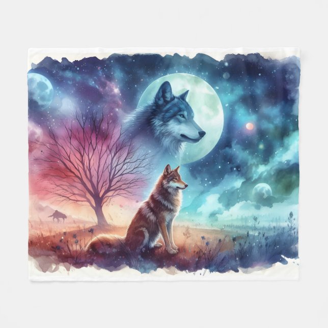 Twilight Guardians: Between Earth and Spirit Fleece Blanket (Front (Horizontal))