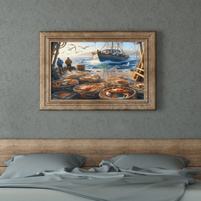Twilight Harvest Fishermen Collecting Crabs 24x18 Poster (Creator Uploaded)