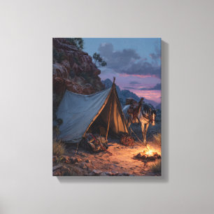 Twilight Horse Camp Canyon Sunset Art Canvas Print