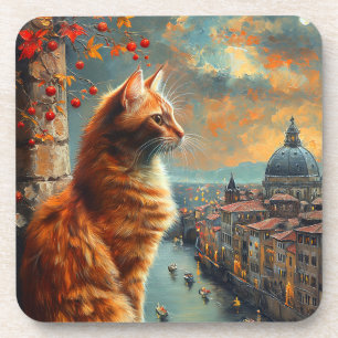 Twilight in Venice Ginger Cat on a Canal Coaster