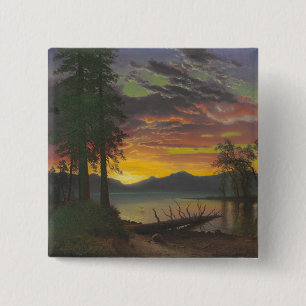 Twilight, Lake Tahoe, c.1870s (oil on canvas) 15 Cm Square Badge