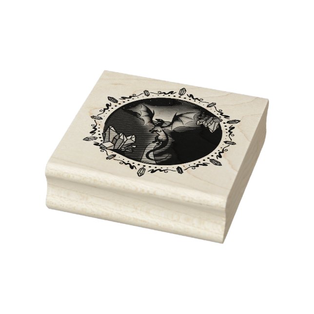 Twilight Magical Crystal Elegant Amethyst Dragon Rubber Stamp (Stamp)