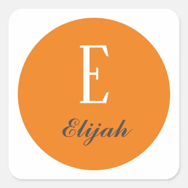 Twilight monogram customised name and initial square sticker (Front)