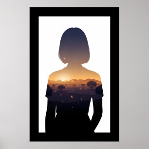 Twilight Morocco Digital Double Exposure Poster