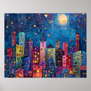 Twilight Mosaic: Urban Spectrum Poster