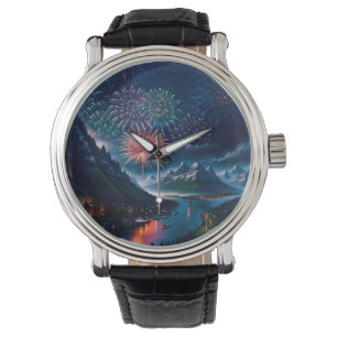 Twilight Mountain with Fireworks Watch