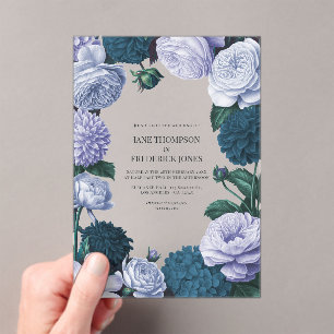 Twilight Navy, Mist Lavender & Silver Periwinkle Acrylic Invitations