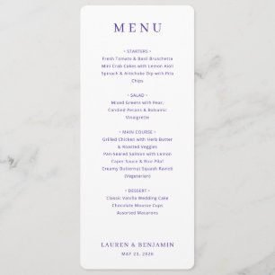 Twilight Nouveau Wedding Menu