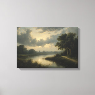 Twilight on the Dutch Canal Canvas Print