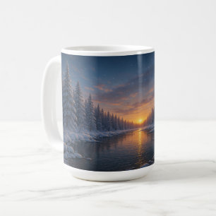 Twilight Over the Winter River Coffee Mug