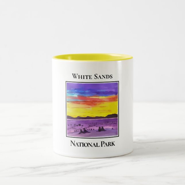 Twilight Over White Sands National Park Two-Tone Coffee Mug (Center)