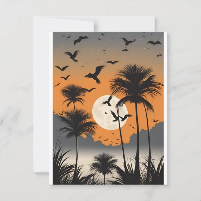 Twilight Palm Trees - Spooky - Blank Notecard (Front)