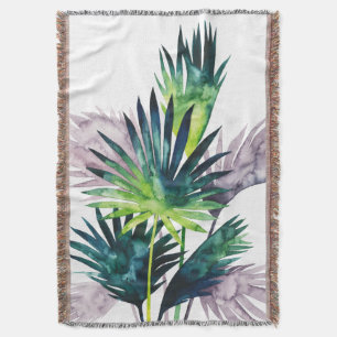 Twilight Palms- Palm Fronds Throw Blanket