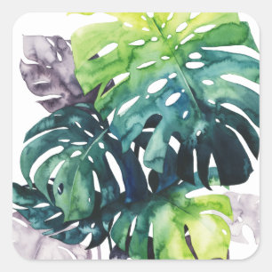 Twilight Palms - Split Leaf Square Sticker