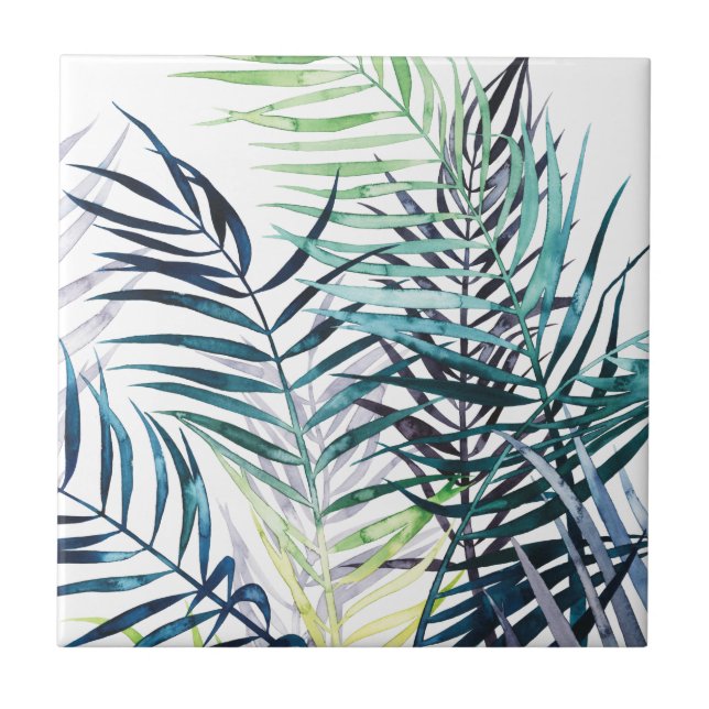 Twilight Palms - Tropical Leaves Tile (Front)