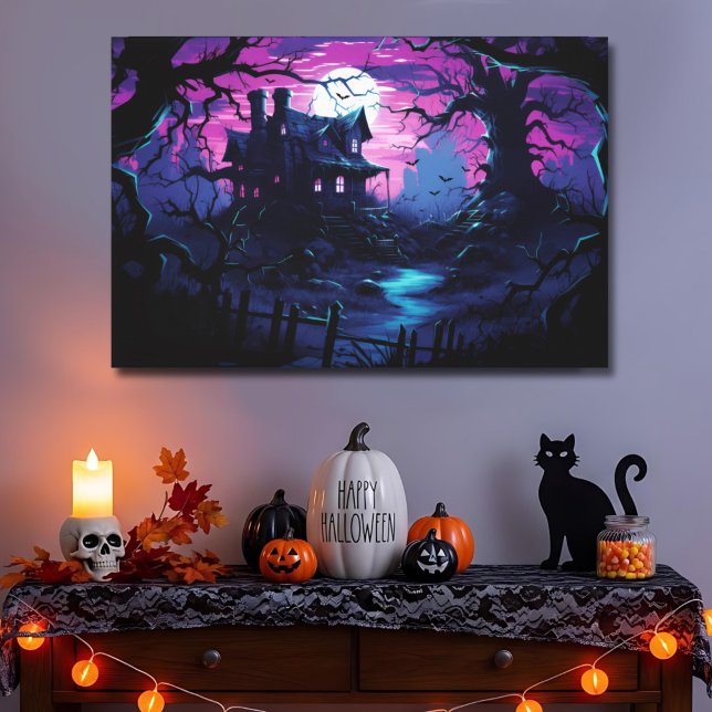 Twilight Path to Haunted Halloween Manor Canvas Print (Creator Uploaded)