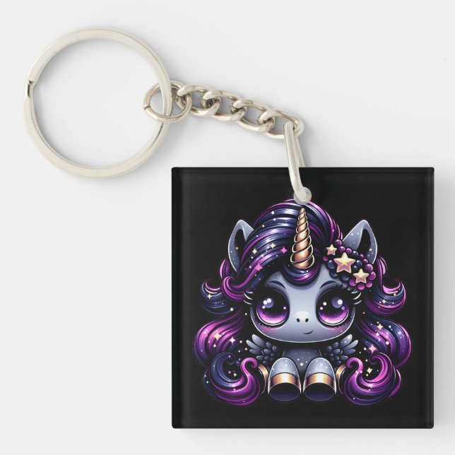 Twilight pony black unicorn glitter key ring (Front)