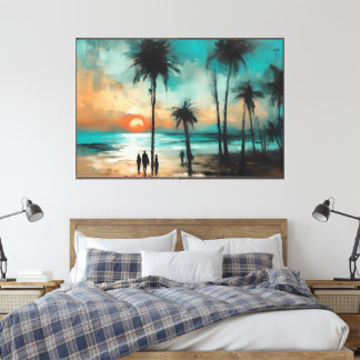 Twilight Promenade on the Beach Canvas Print
