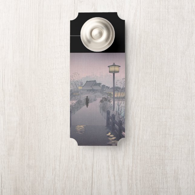 Twilight Rain on Path to Shinobazu in Japan Door Hanger (On Knob)